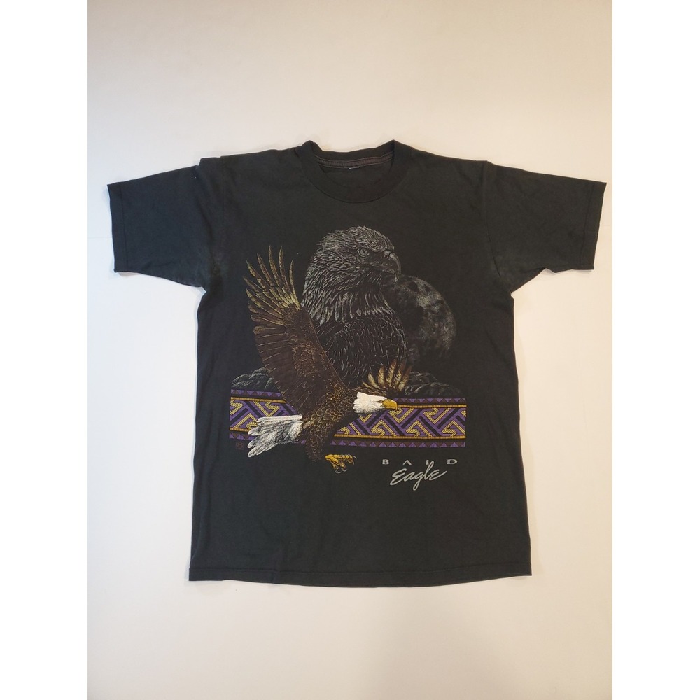 Vtg Bald Eagle Shirt Mens Black American Bald Eagle